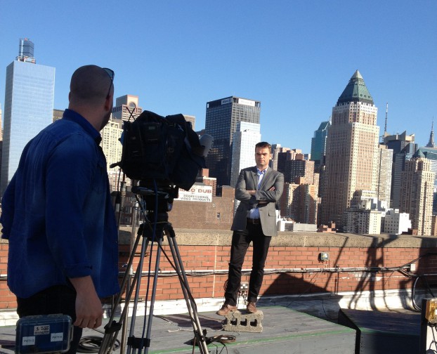 Erik Mouthaan aan het werk in New York. Foto Elze van Driel